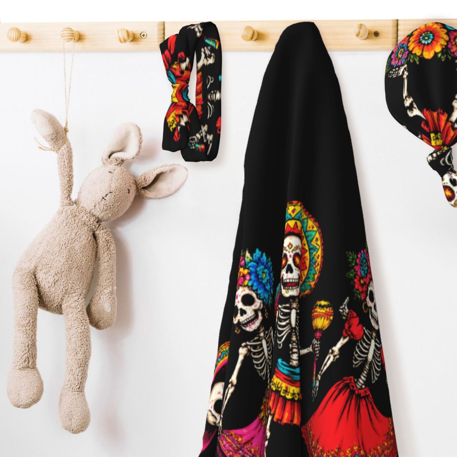 Day of the Dead Celebration Baby Swaddle, Beanie & Headband Set