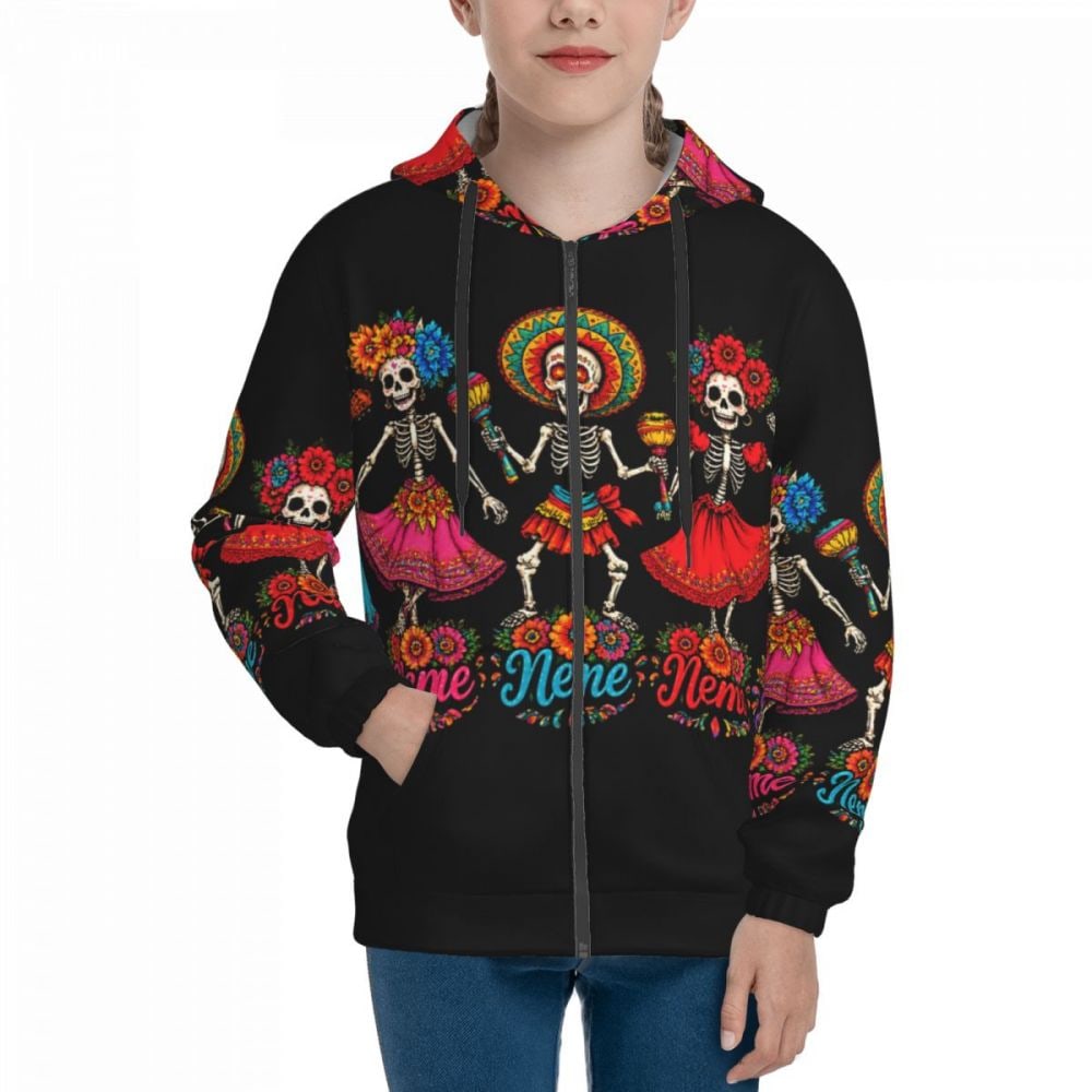 Célébration du Jour des Morts Sweat à capuche zippé pour enfants