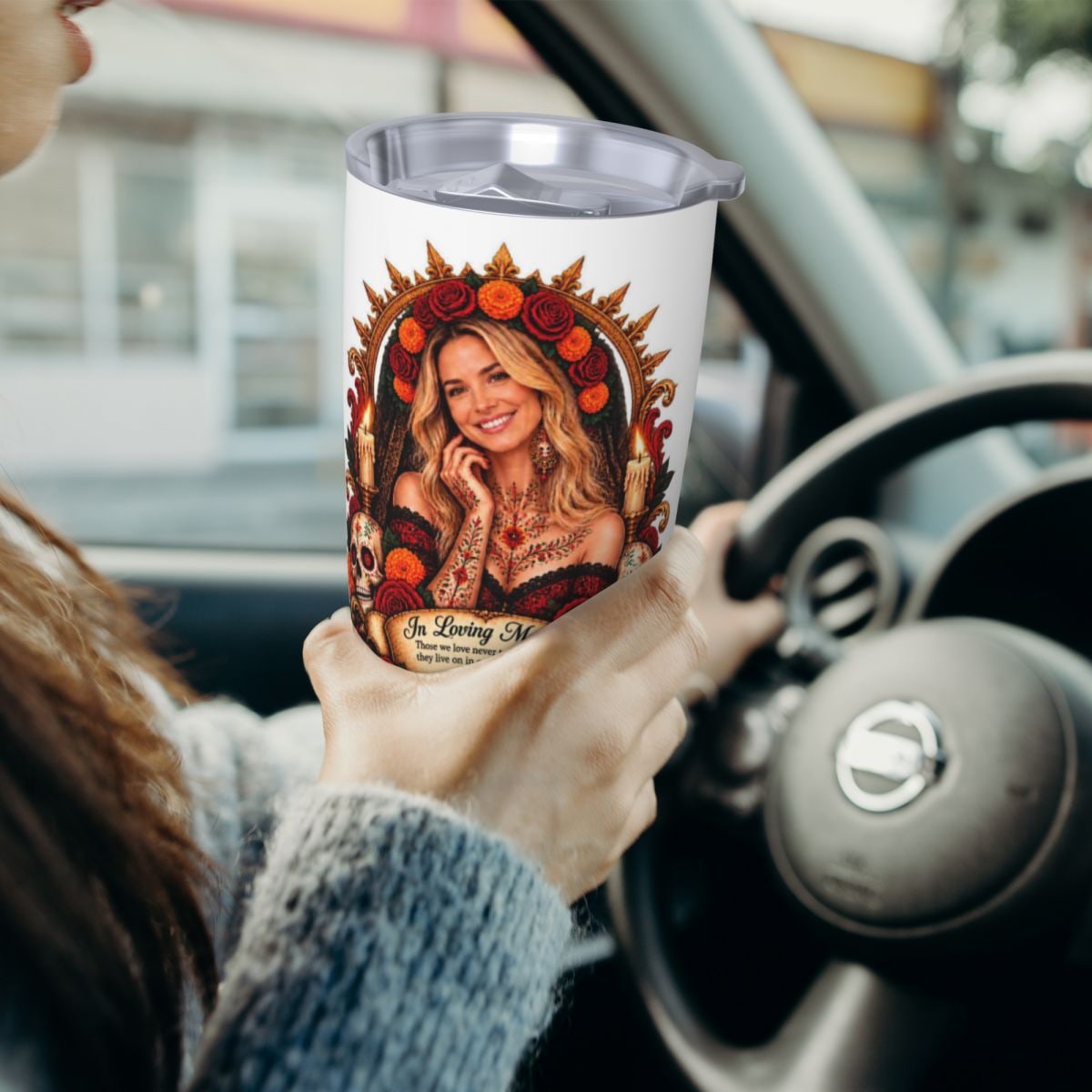 Retrato del Día de Muertos 20oz Car Tumbler