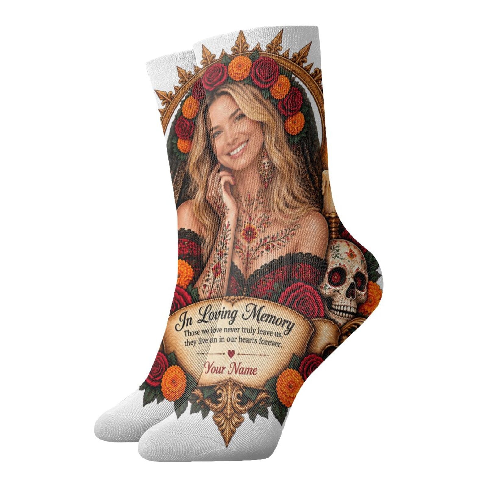 Day of the Dead Portrait Crew Socks