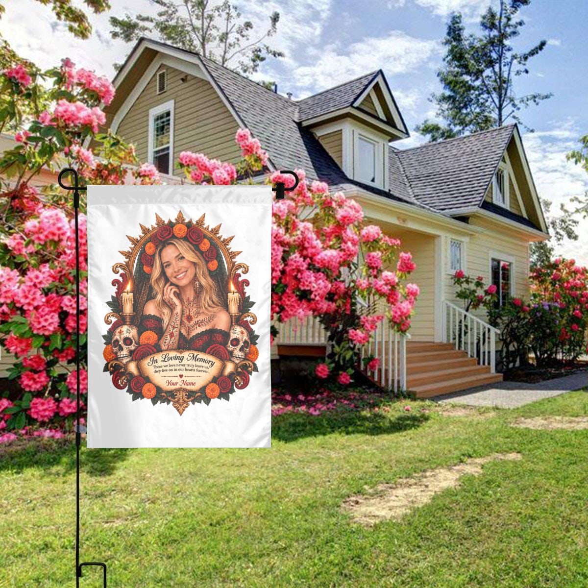 Retrato del Día de Muertos Garden Flag 12×18 in