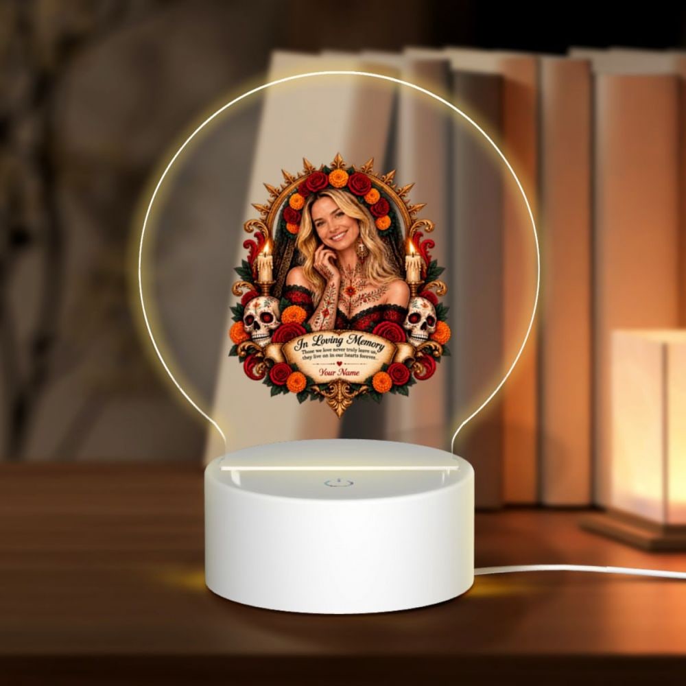 Porträt zum Tag der Toten Round Acrylic Night Light