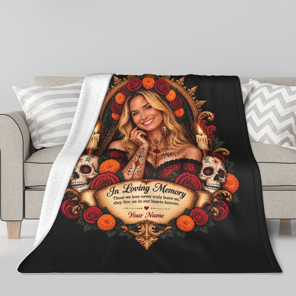 Day of the Dead Portrait Sherpa Fleece Blanket