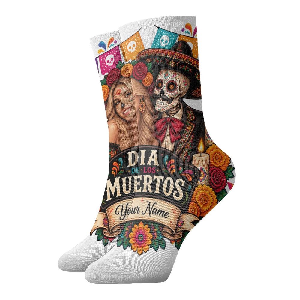 Day of the Dead Marigold Glow Crew Socks