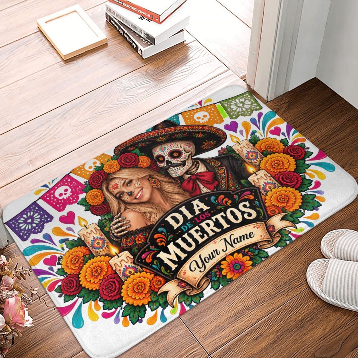 Brillo de cempasúchil del Día de Muertos Doormat 16×24 in