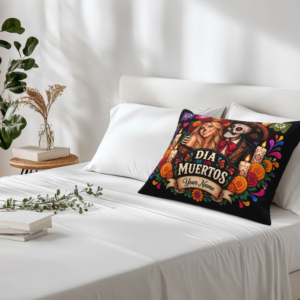 Brillo de cempasúchil del Día de Muertos Funda de cojín de forro polar