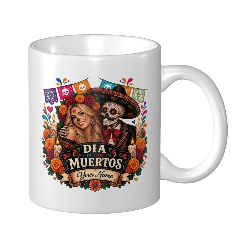 Day of the Dead Marigold Glow White Glossy Mug 11oz