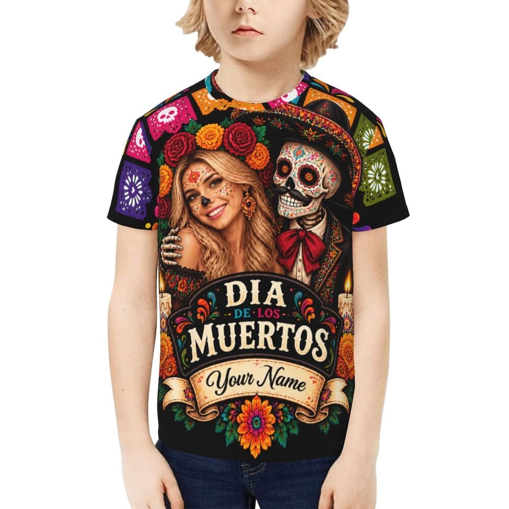 Brillo de cempasúchil del Día de Muertos Camiseta para niños