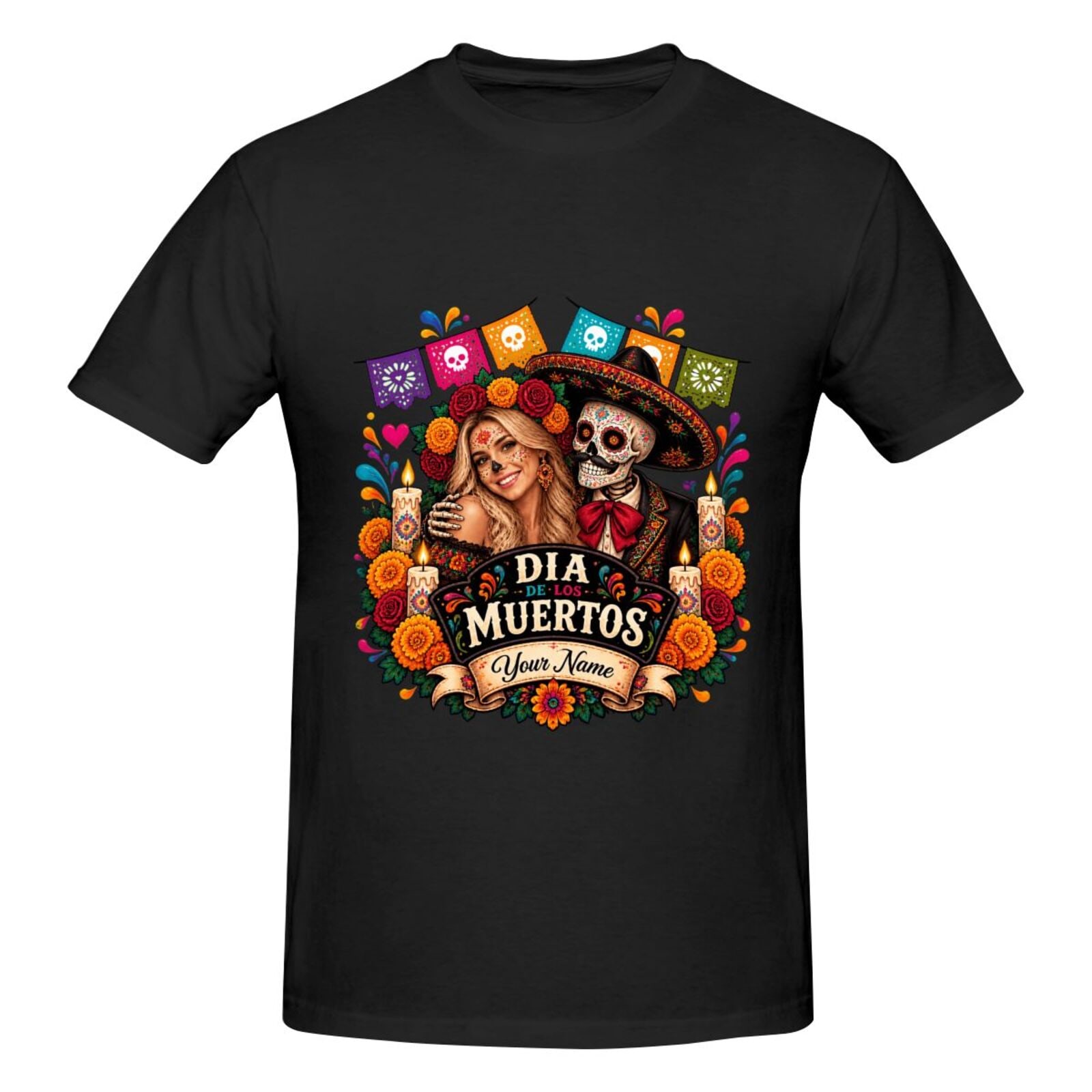 Tag der Toten: Tagetes-Glanz Herren-T-Shirt