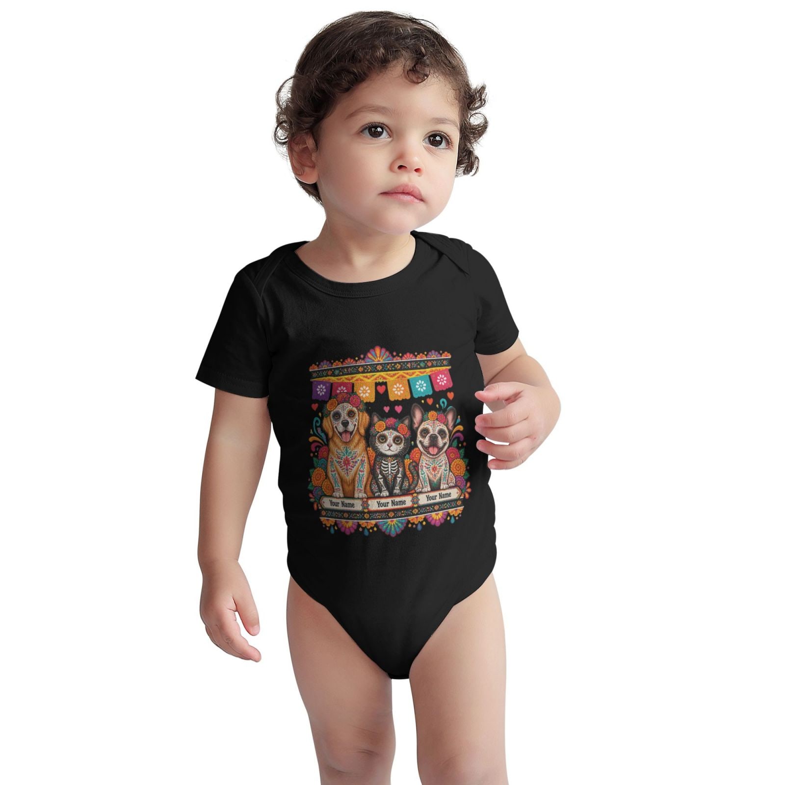 Haustiere zum Tag der Toten Baby-Kurzarm-Body