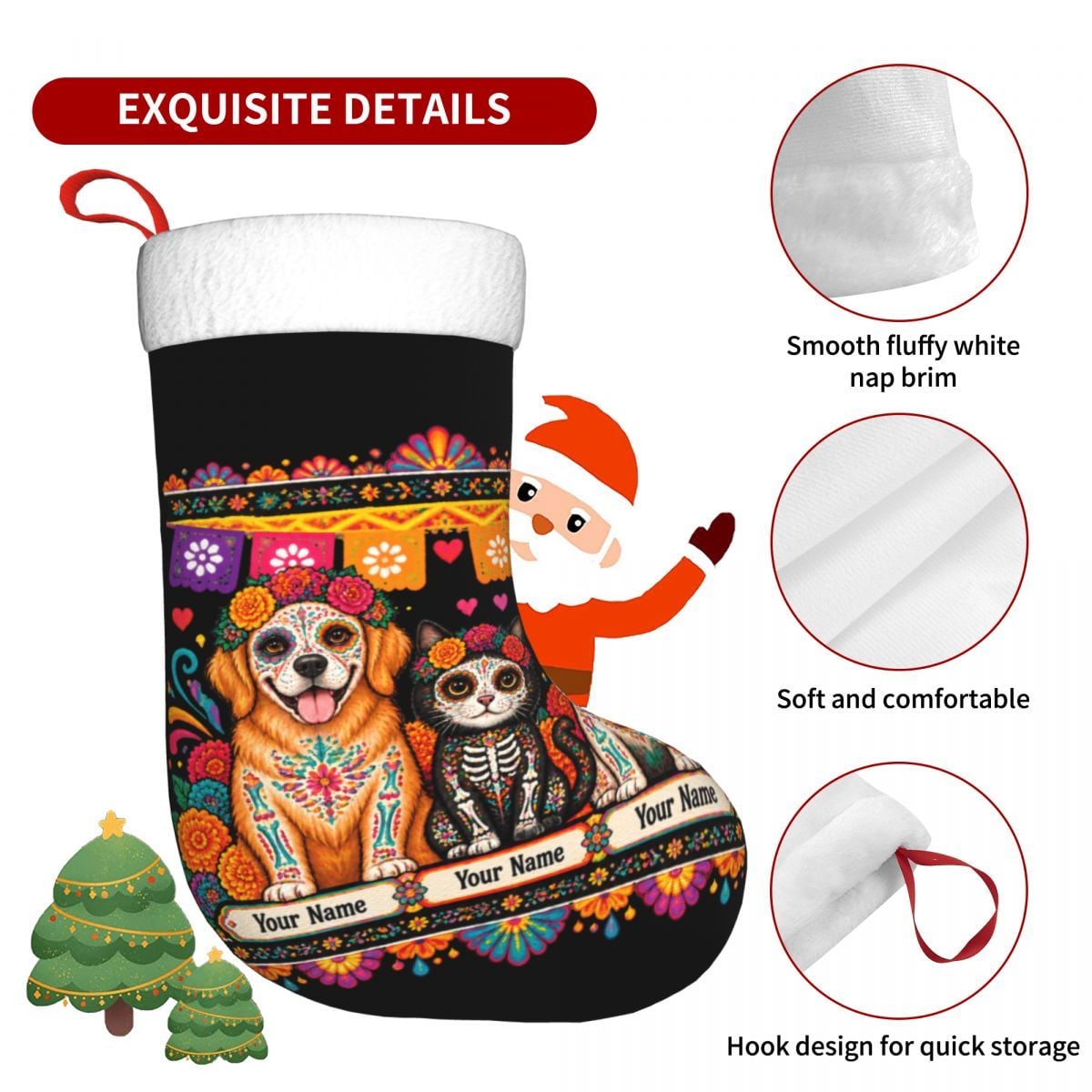 Day of the Dead Pets Christmas Stocking