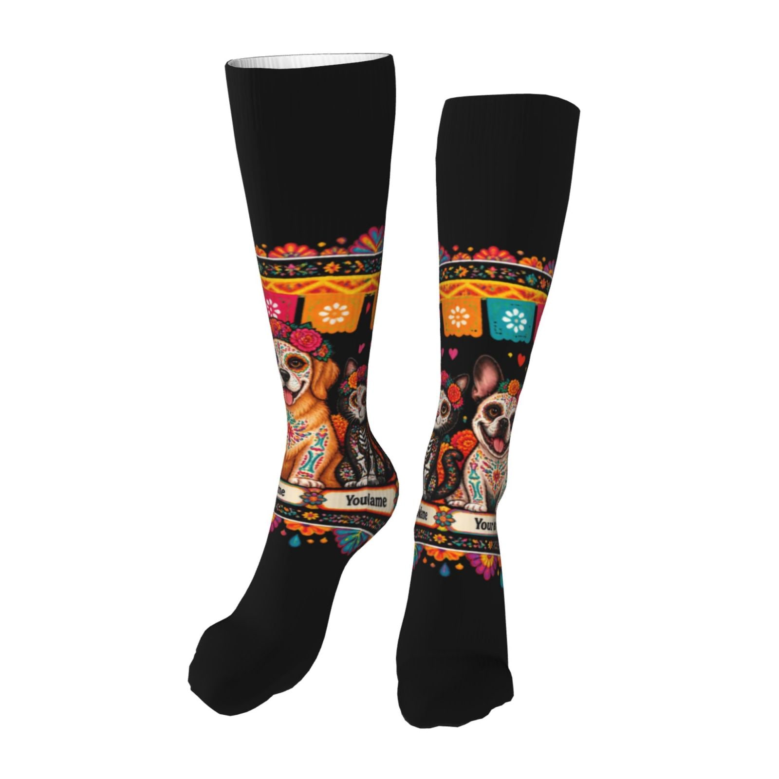 Haustiere zum Tag der Toten Knielange Socken
