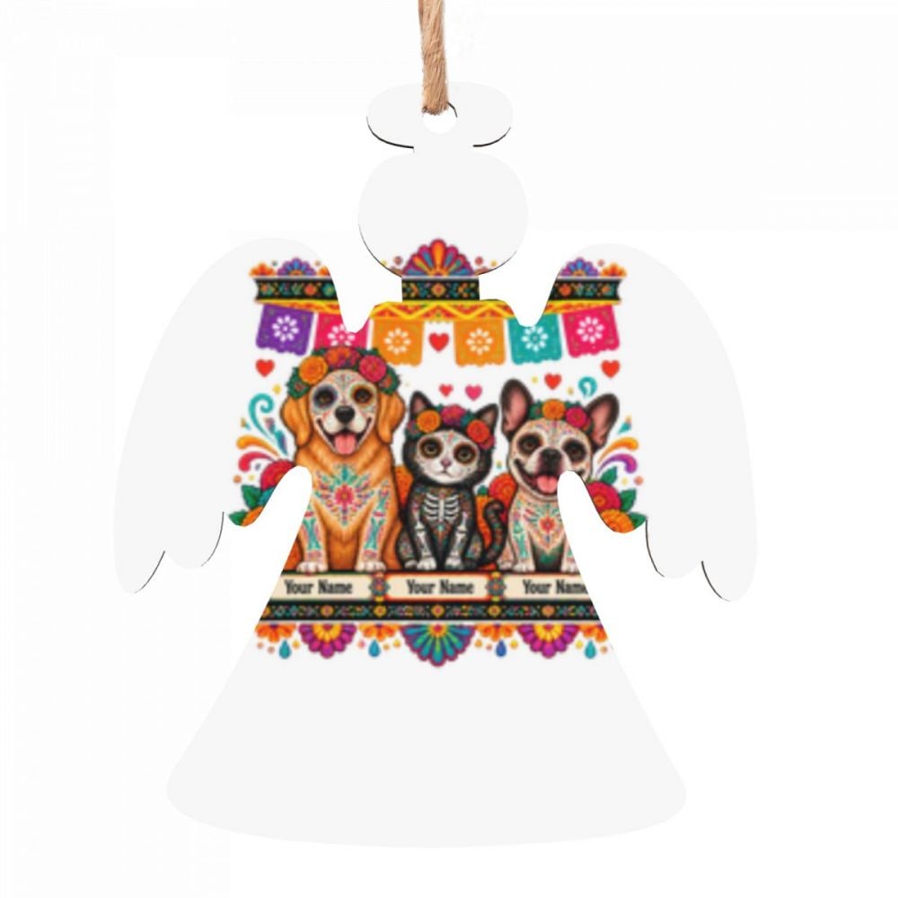 Day of the Dead Pets Wooden Christmas Ornament