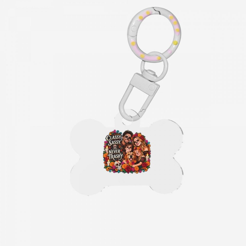 Day of the Dead Family Portrait Bone-Shaped Pet ID Tag