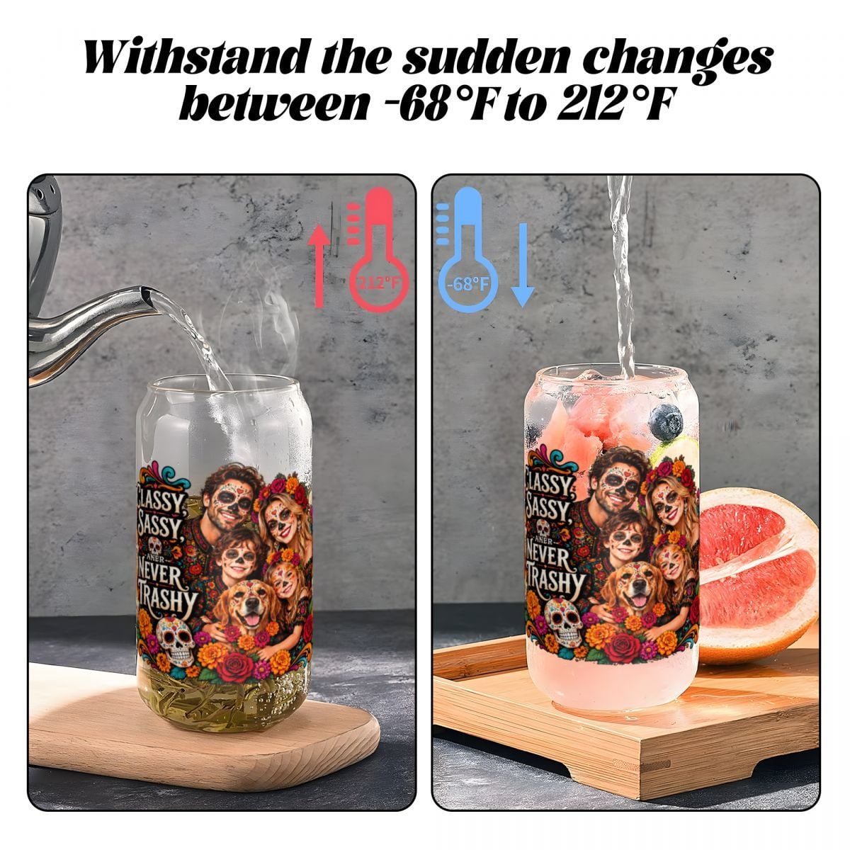 16oz Glass Can with Bamboo Lid