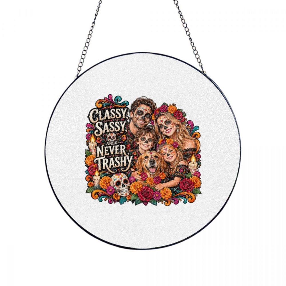 Day of the Dead Family Portrait Glass Suncatcher