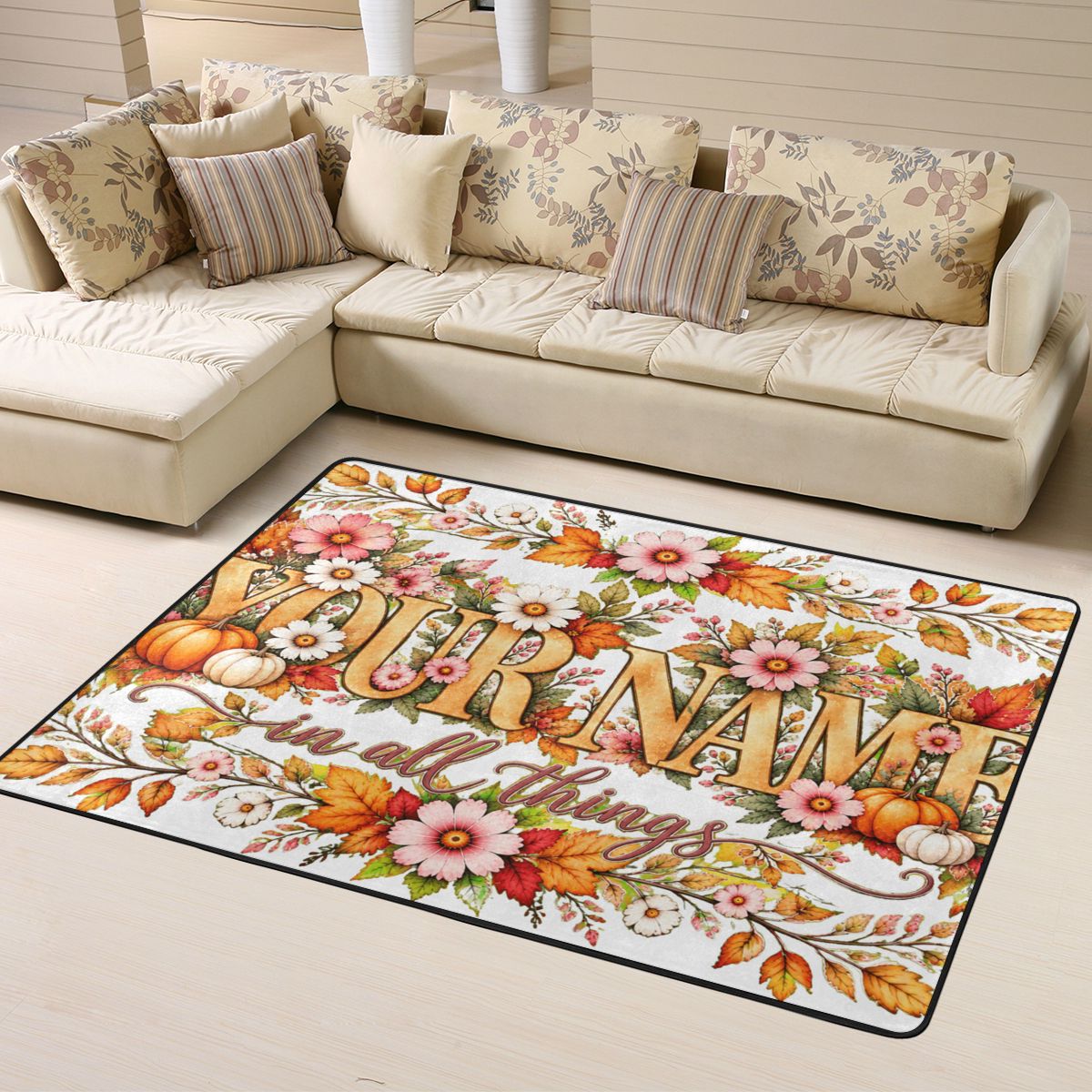 Erntedank-Blumenporträt Teppich 63×48 in