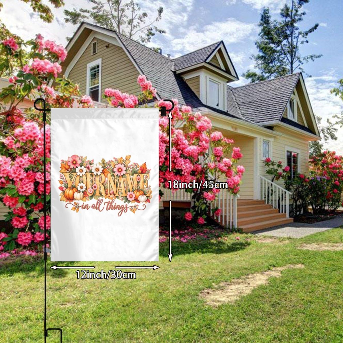 Erntedank-Blumenporträt Garden Flag 12×18 in