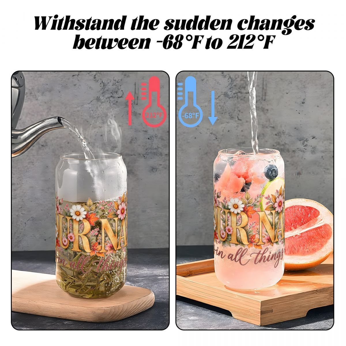 16oz Glass Can with Bamboo Lid