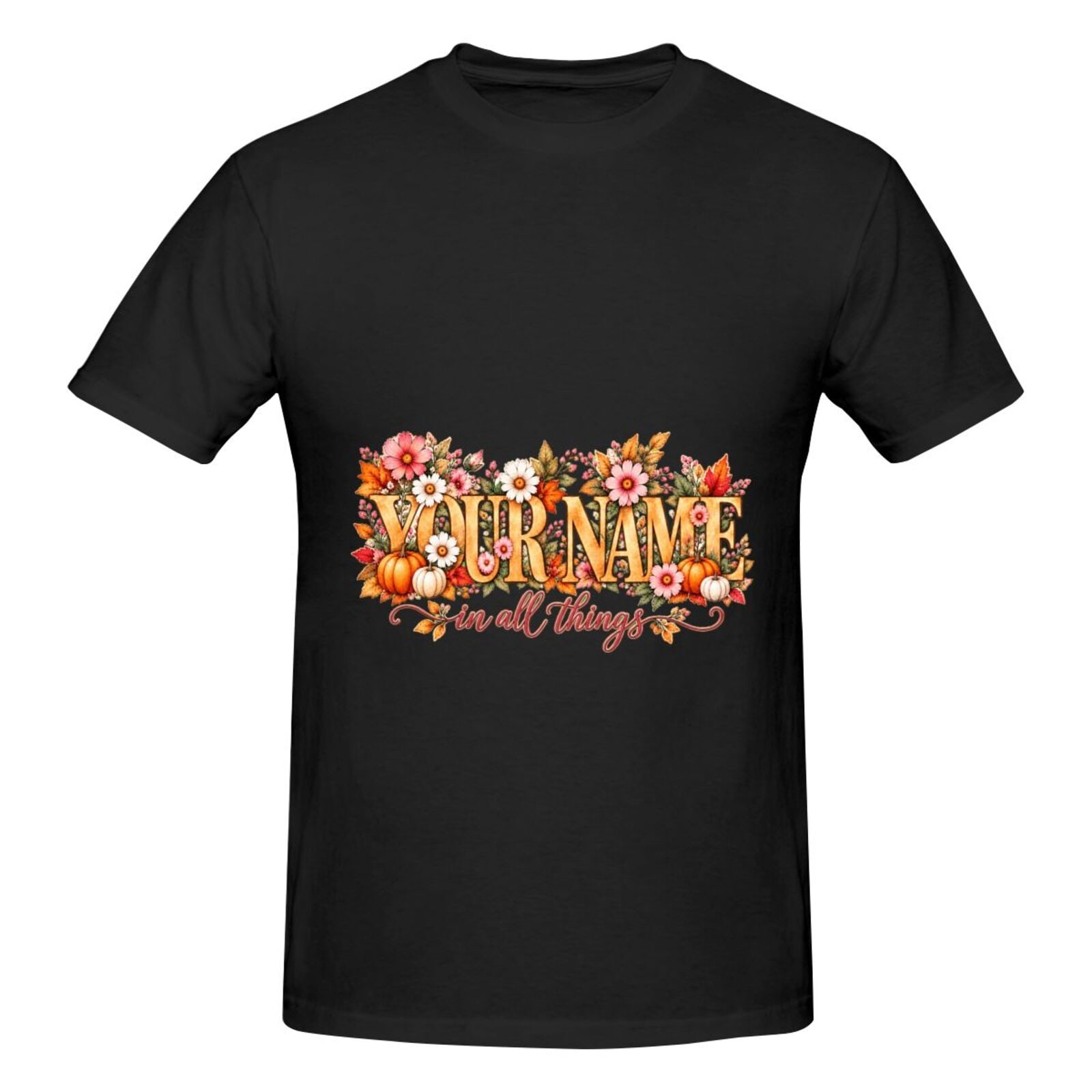 Retrato floral de Acción de Gracias Camiseta para hombre