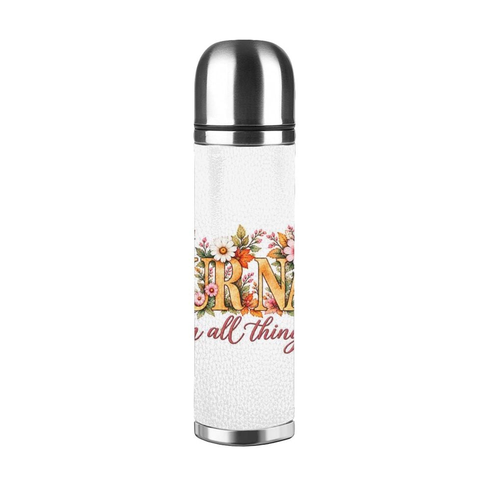 Thanksgiving Floral Portrait Stainless Steel Water Bottle