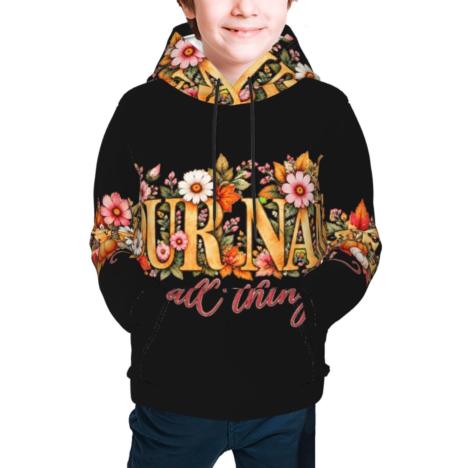 Retrato floral de Acción de Gracias Sudadera para jóvenes