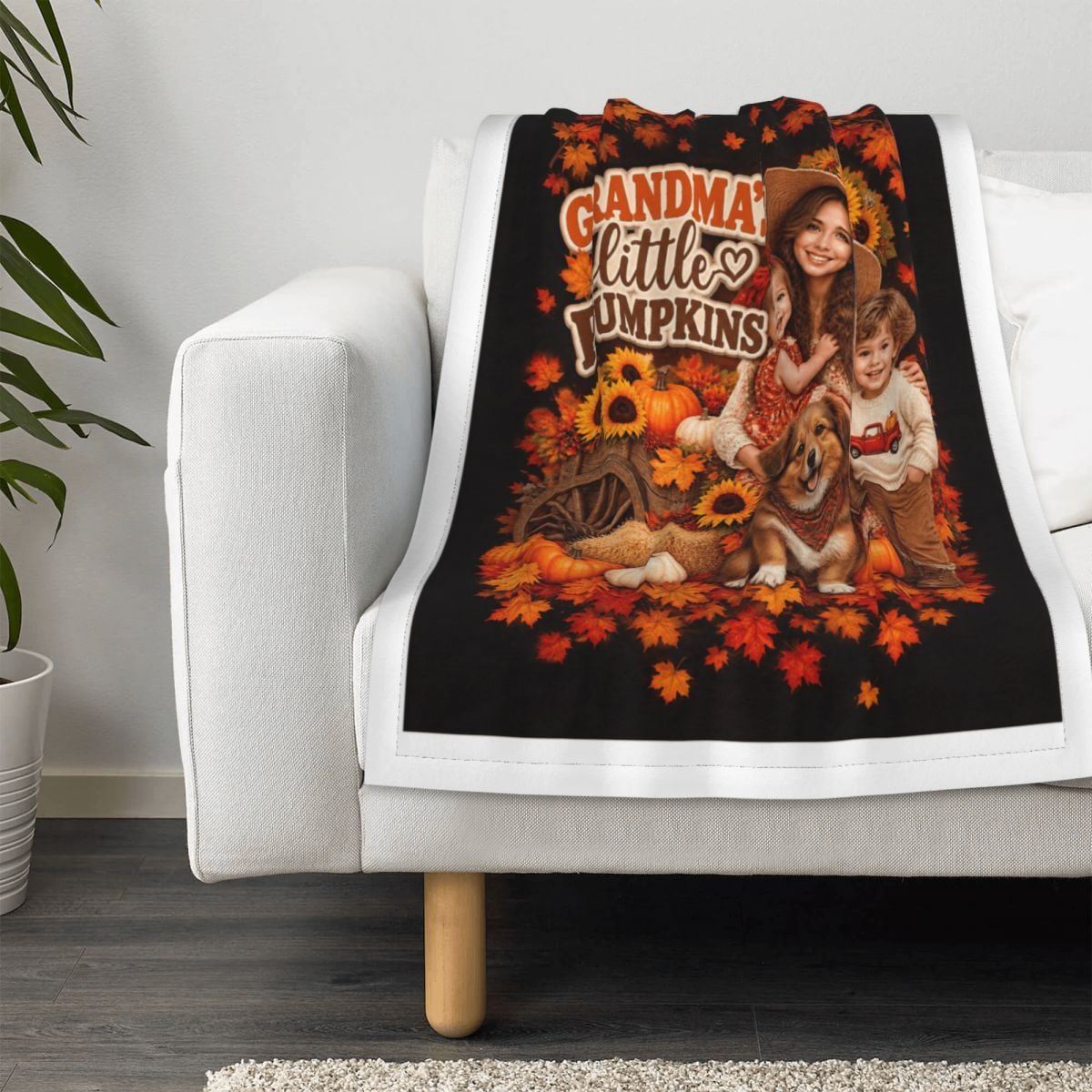 Thanksgiving Family Portrait Baby Blanket 30×40 in