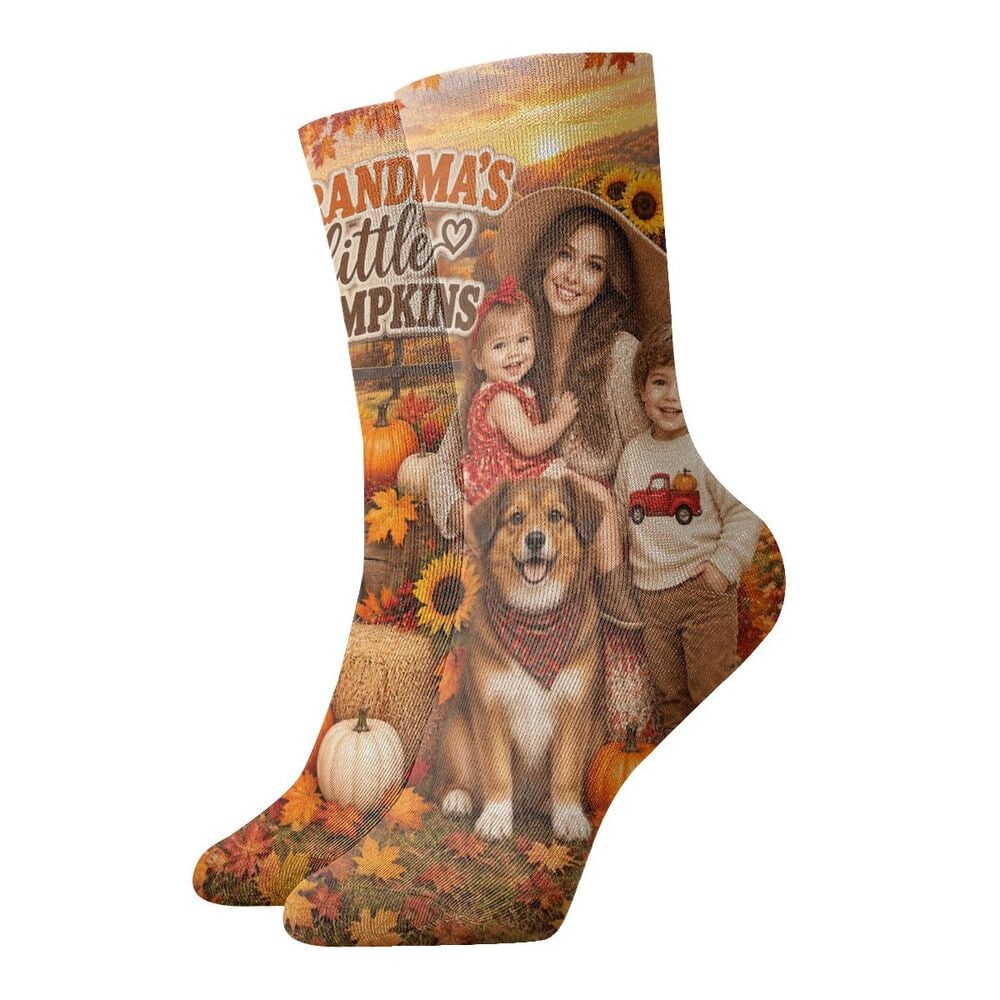 Thanksgiving Family Portrait Crew-Socken