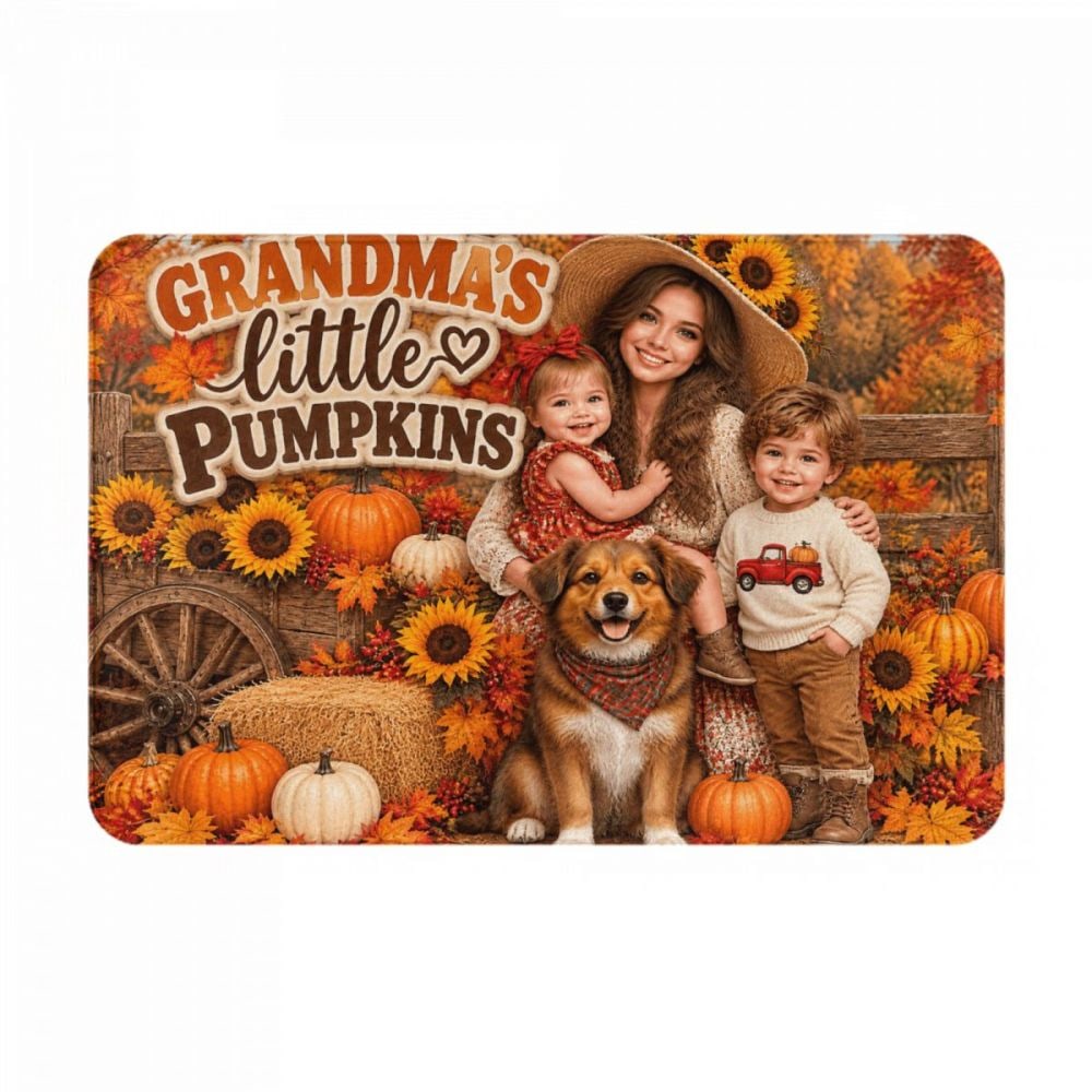 Thanksgiving Family Portrait Doormat 16×24 in