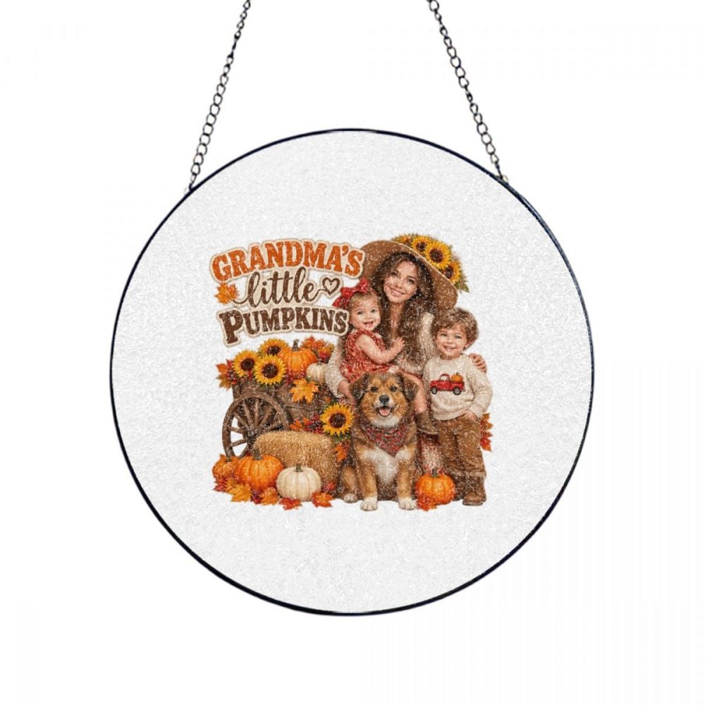 Thanksgiving Family Portrait Glass Suncatcher