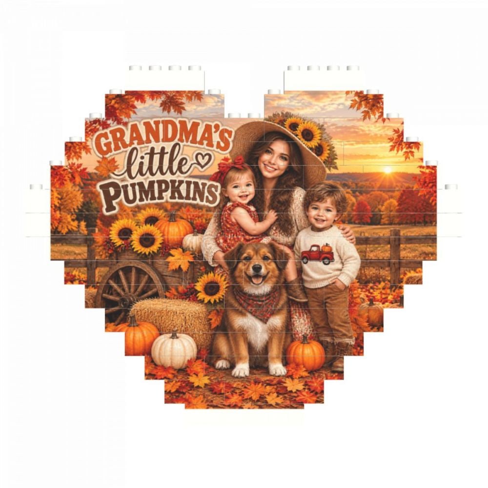 Thanksgiving Family Portrait Heart Building Block Puzzle
