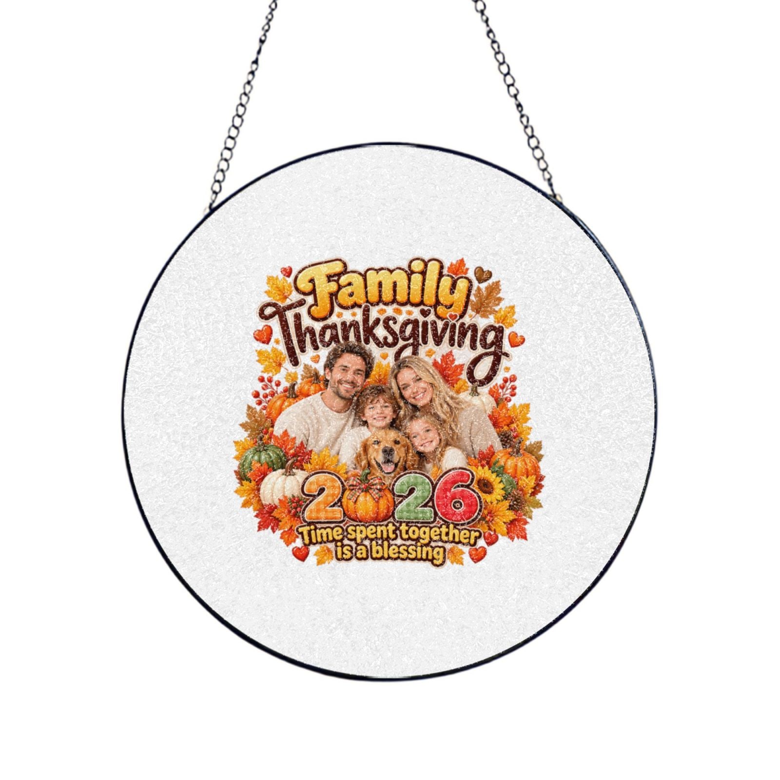 Thanksgiving Family Blessing Glass Suncatcher