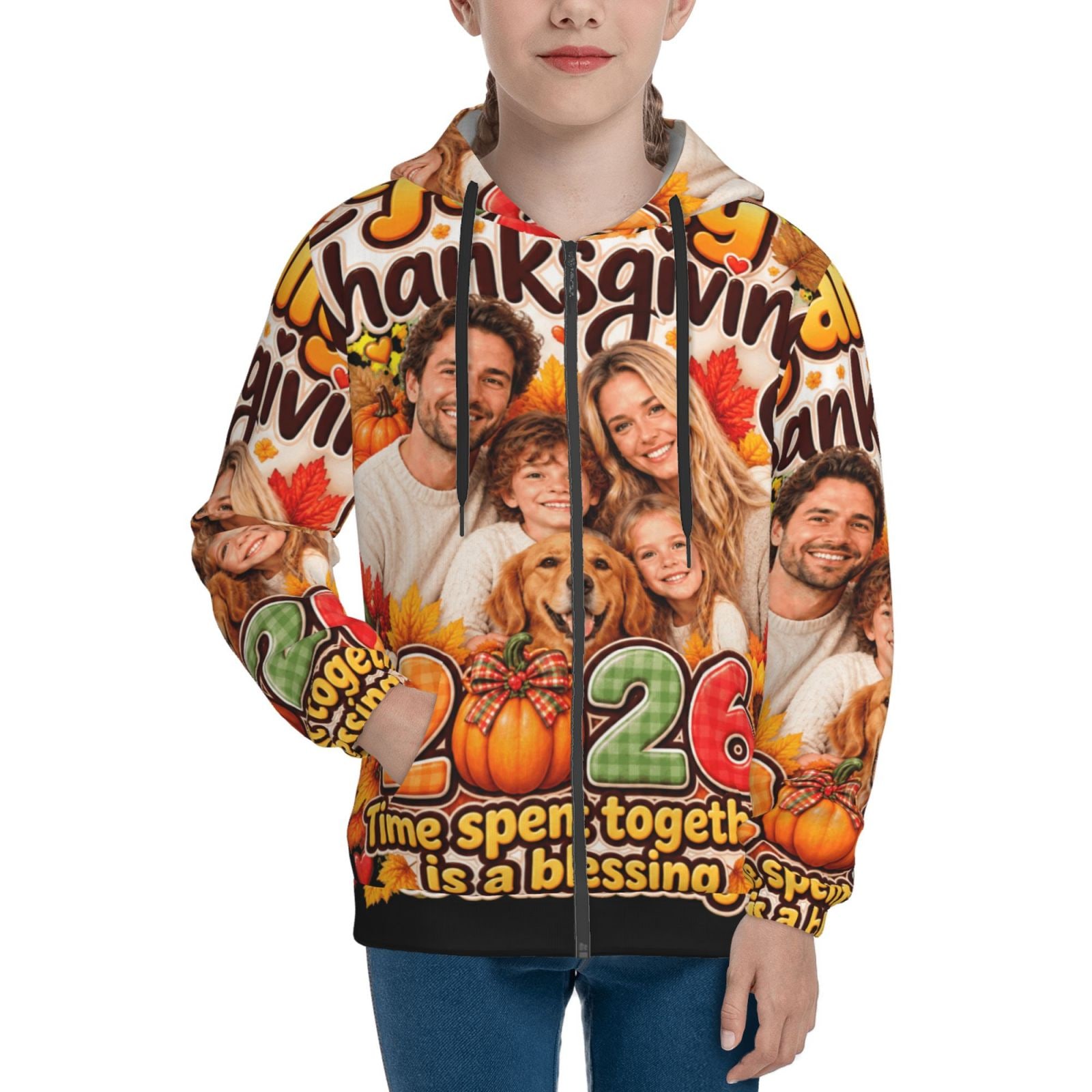 Thanksgiving Family Blessing Sudadera con cremallera para niños