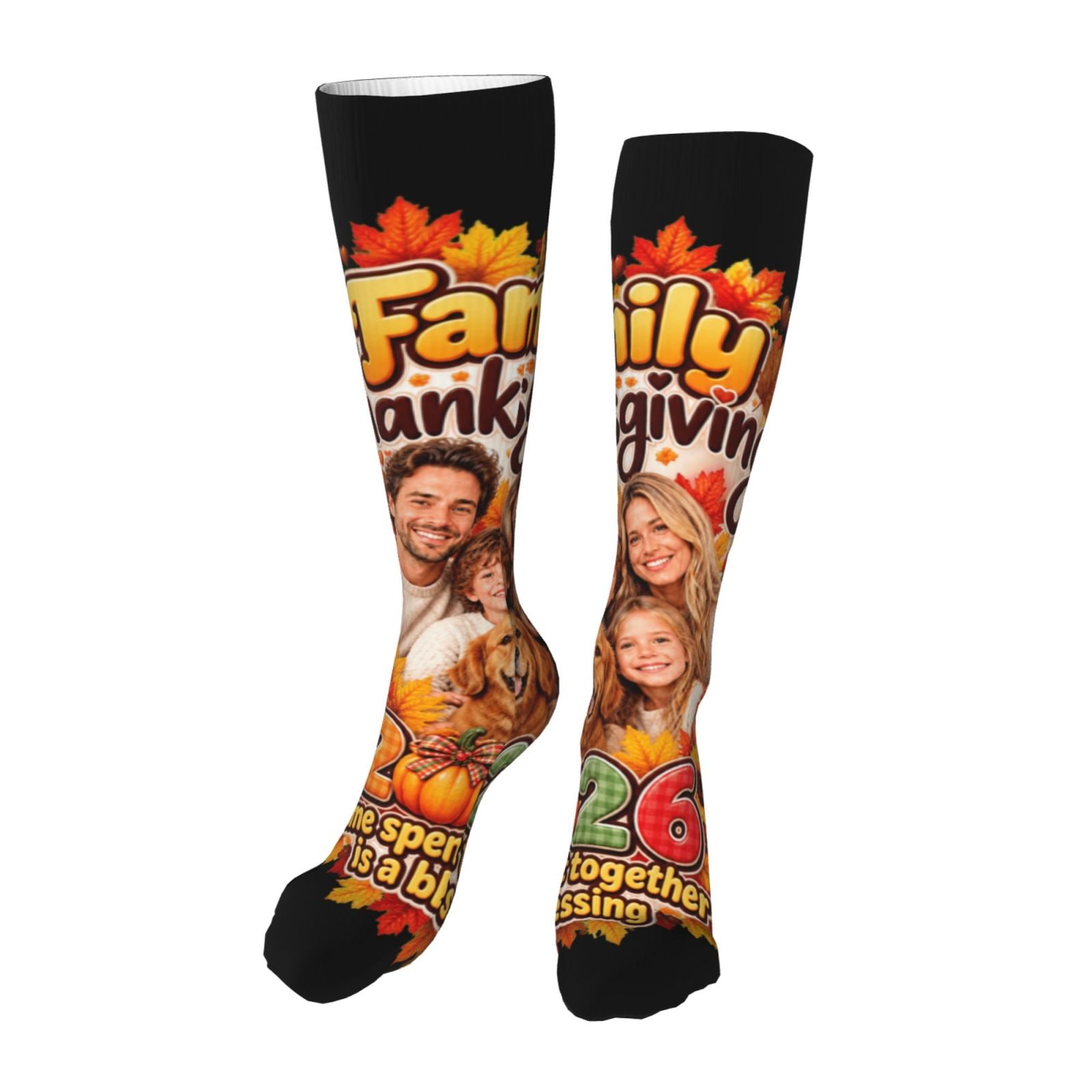 Thanksgiving Family Blessing Calcetines hasta la rodilla