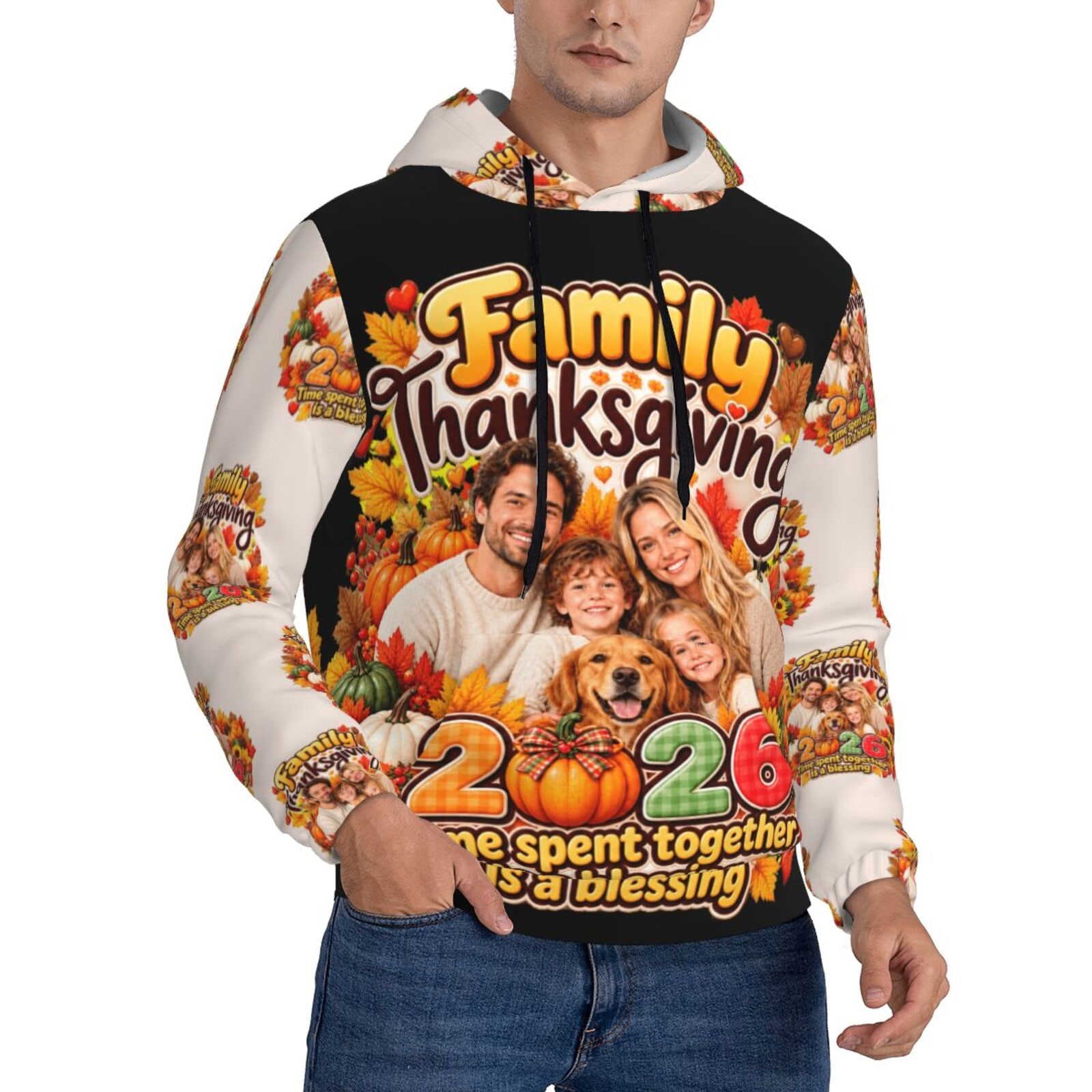 Thanksgiving Family Blessing Sudadera con capucha para hombre