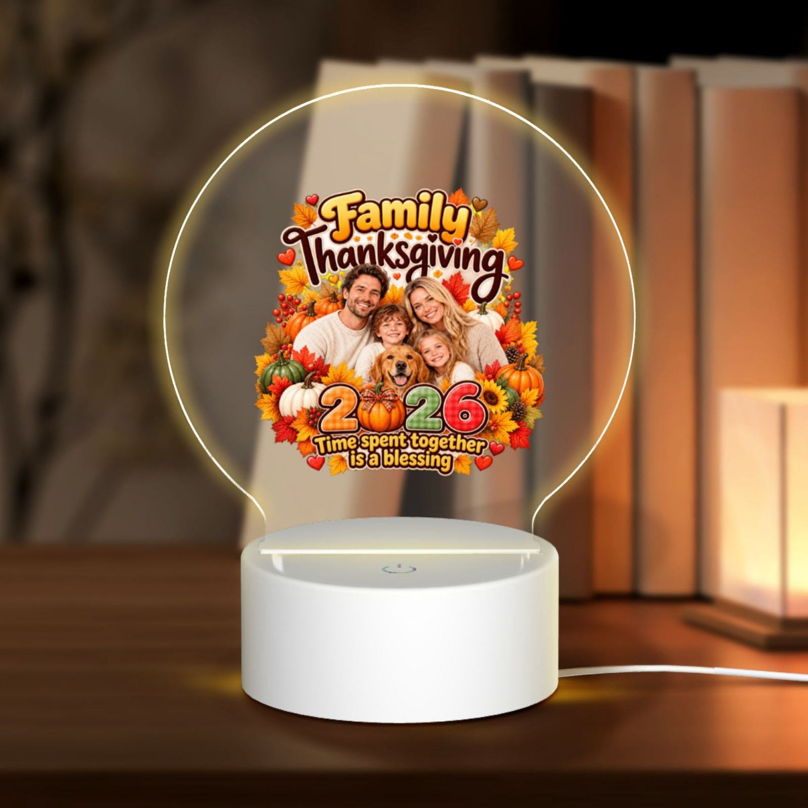 Thanksgiving Family Blessing Round Acrylic Night Light