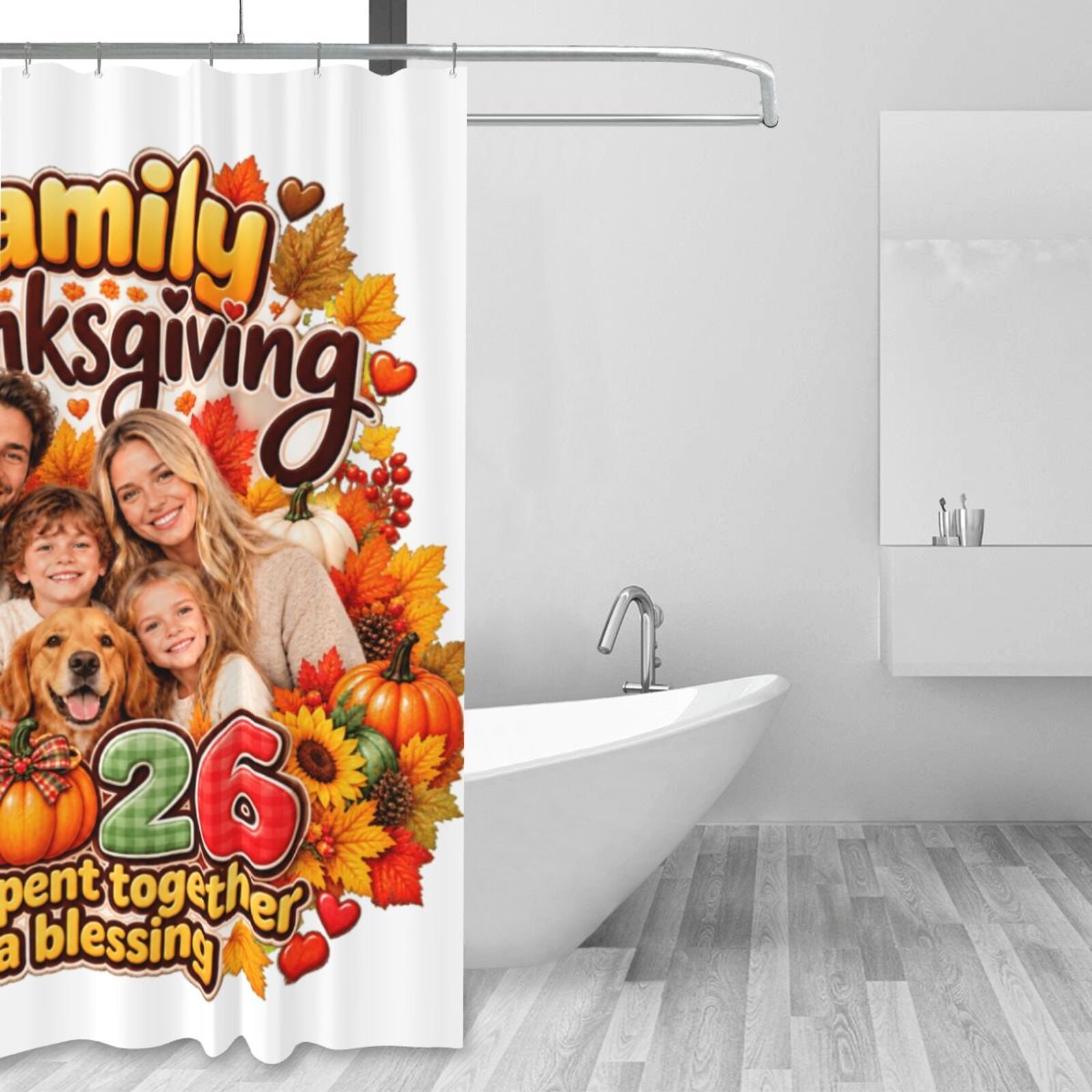 Thanksgiving Family Blessing Cortina de ducha 60×72 pulgadas