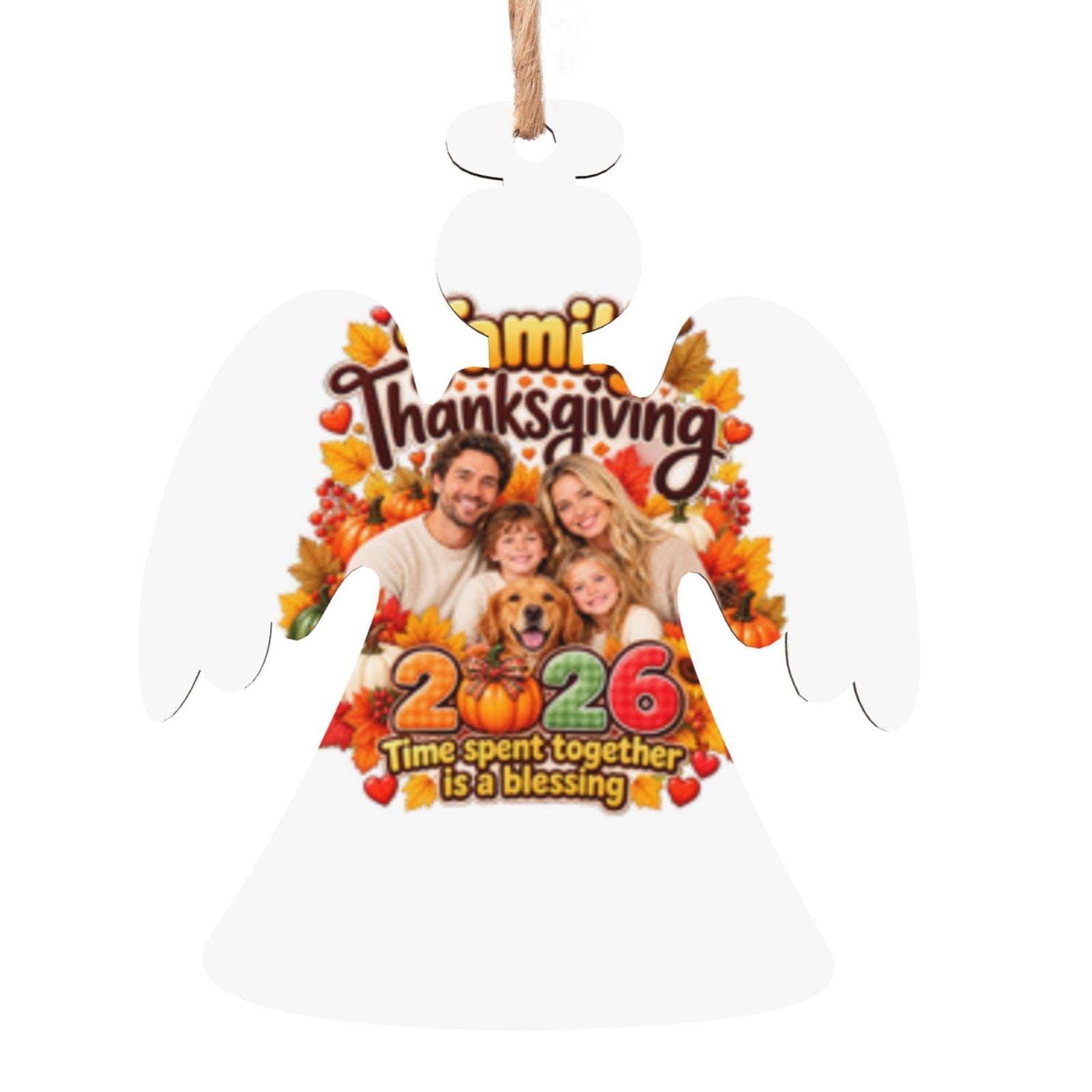 Thanksgiving Family Blessing Wooden Christmas Ornament