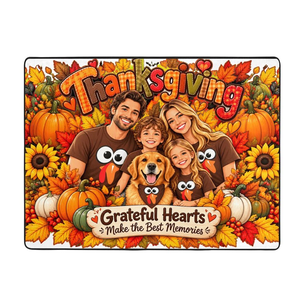 Thanksgiving Family Joy Area Rug 63×48 in