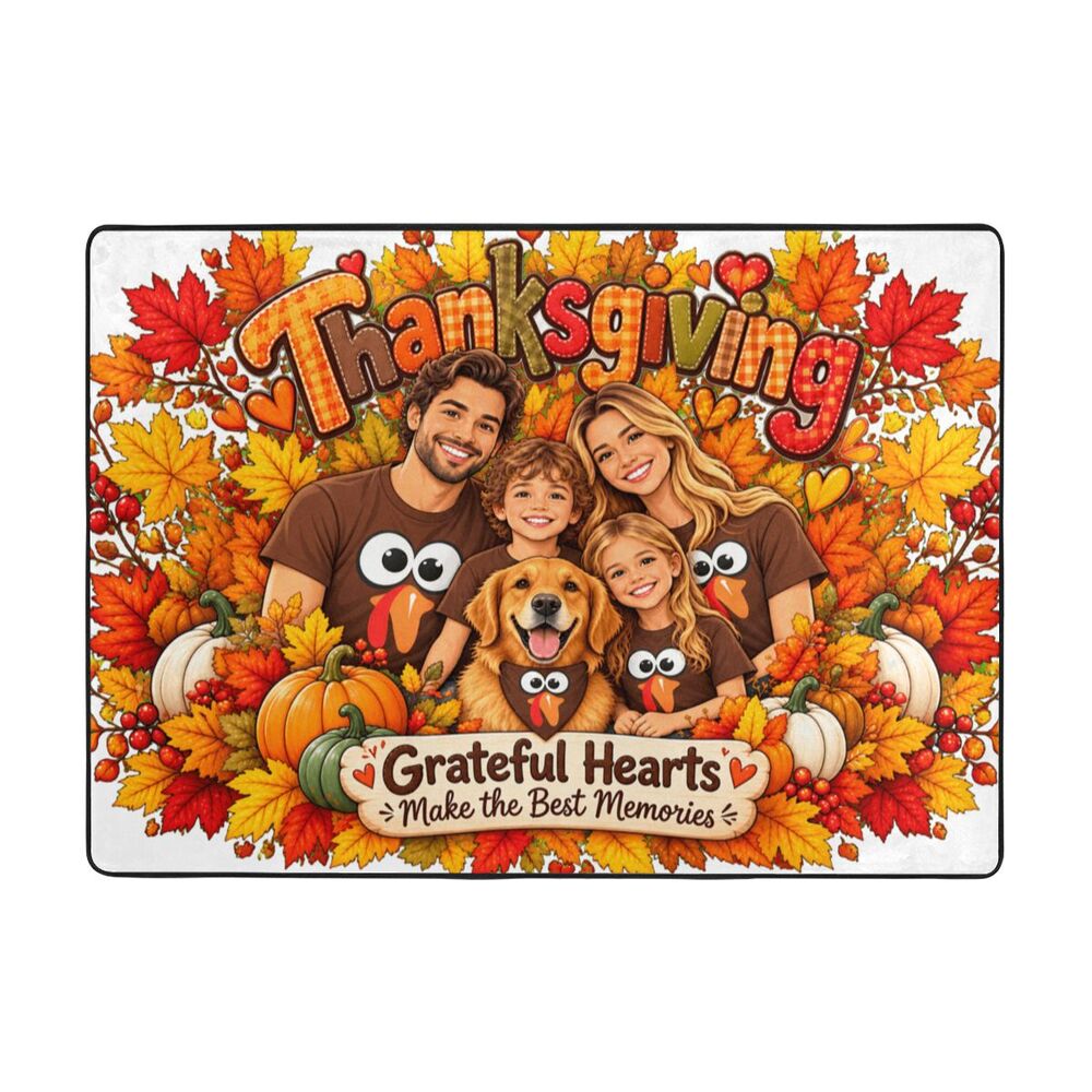 Thanksgiving Family Joy Area Rug 80×58 in