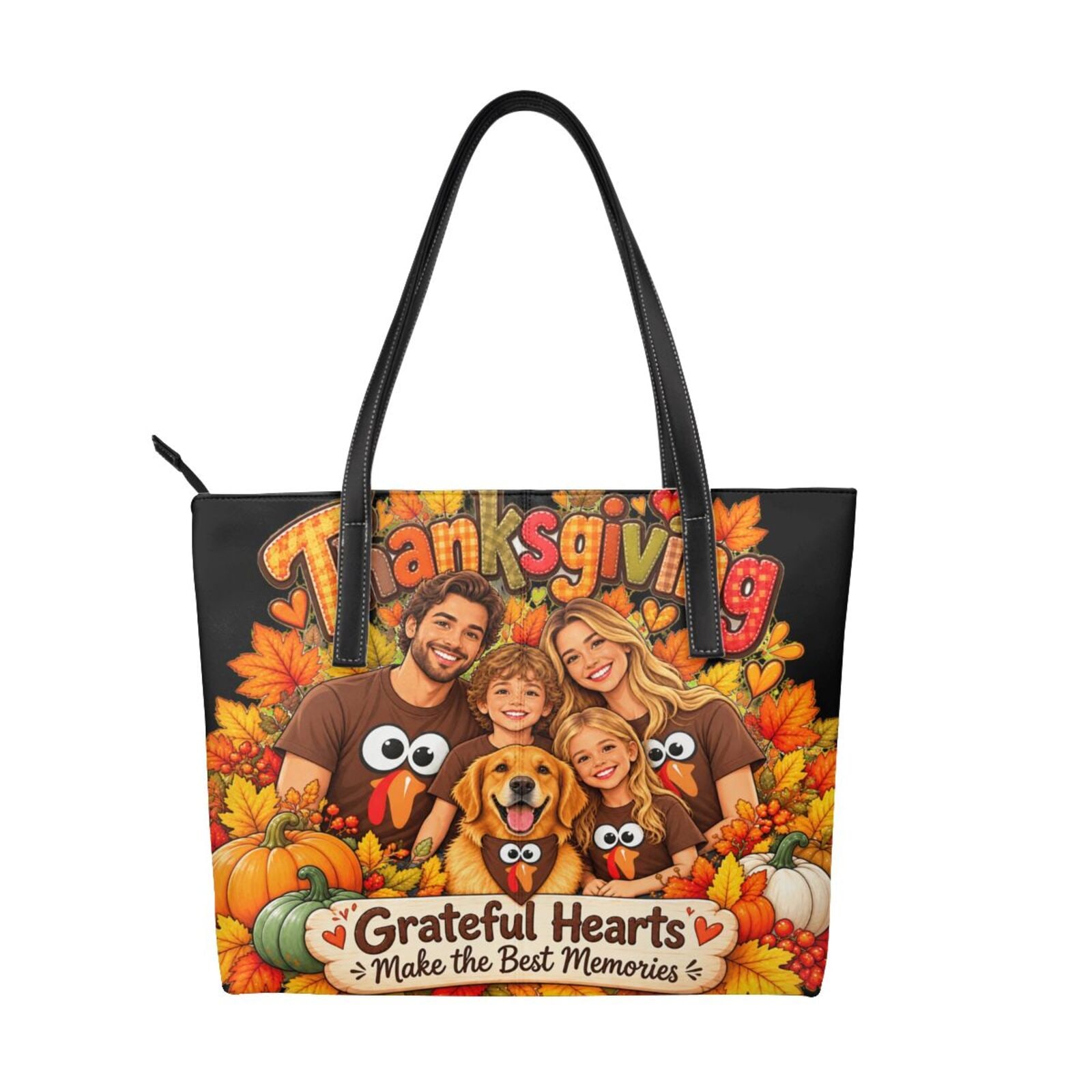 Thanksgiving Family Joy Canvas Handbag