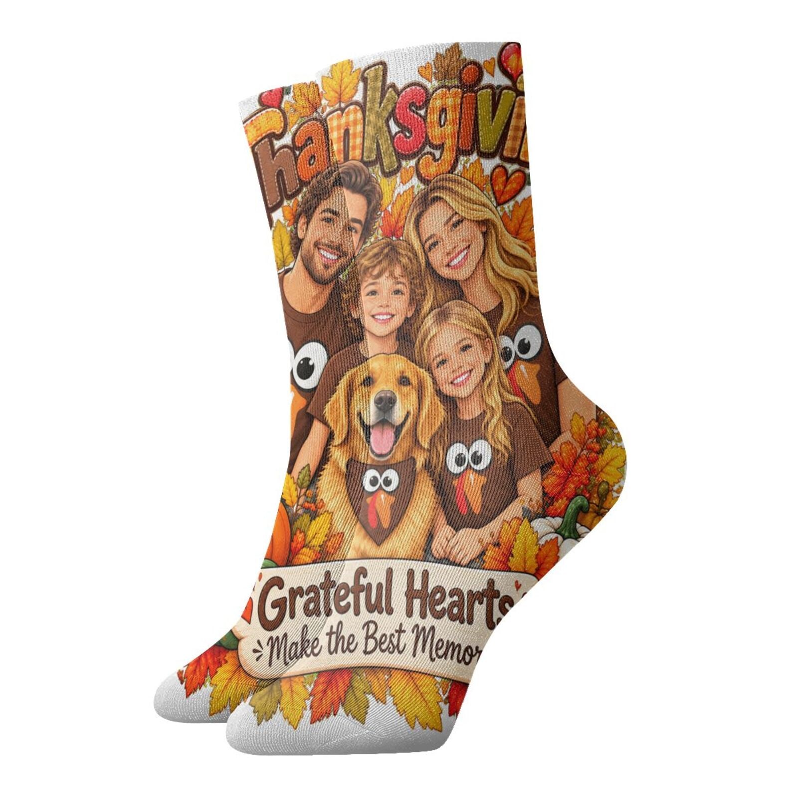 Thanksgiving Family Joy Chaussettes mi-mollets