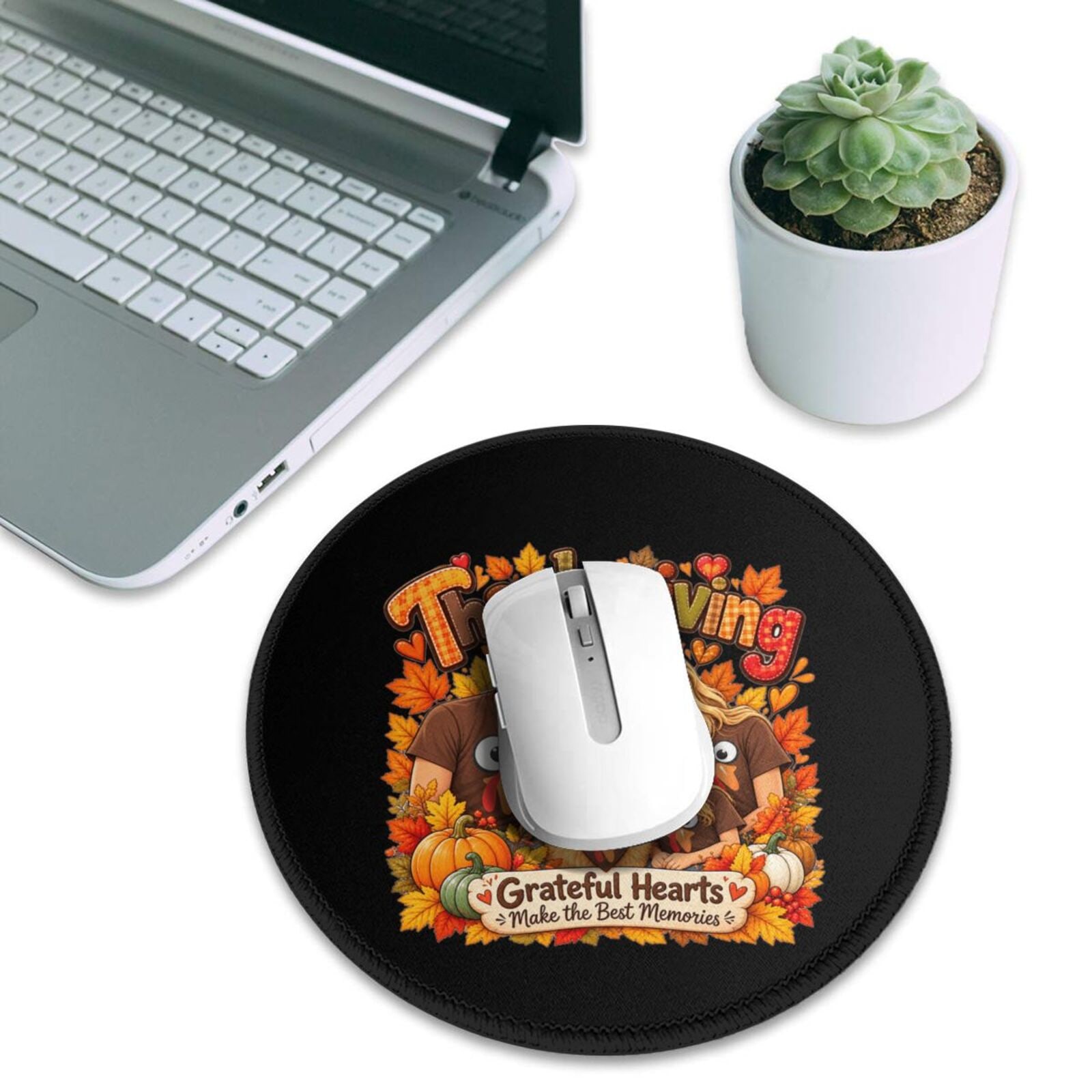 Thanksgiving Family Joy Tapis de souris rond de 8 po