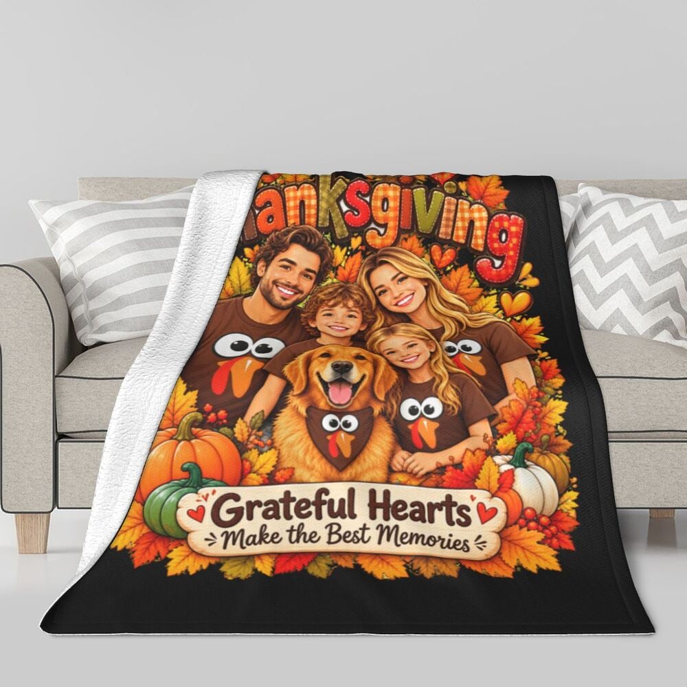 Thanksgiving Family Joy Sherpa Fleece Blanket
