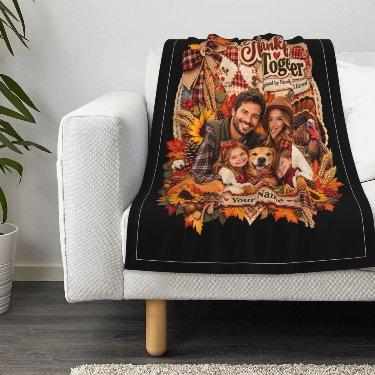 Thanksgiving Family Portrait 14 Baby Blanket 30×40 in