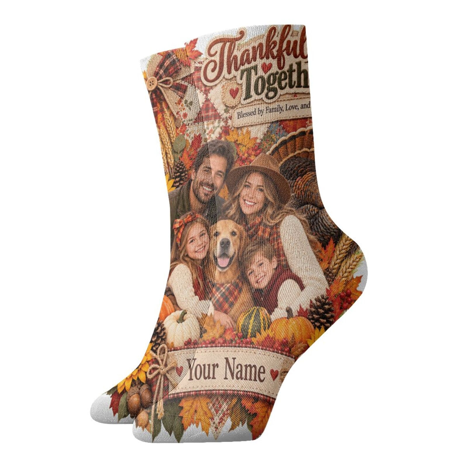 Thanksgiving Family Portrait 14 Chaussettes mi-mollets
