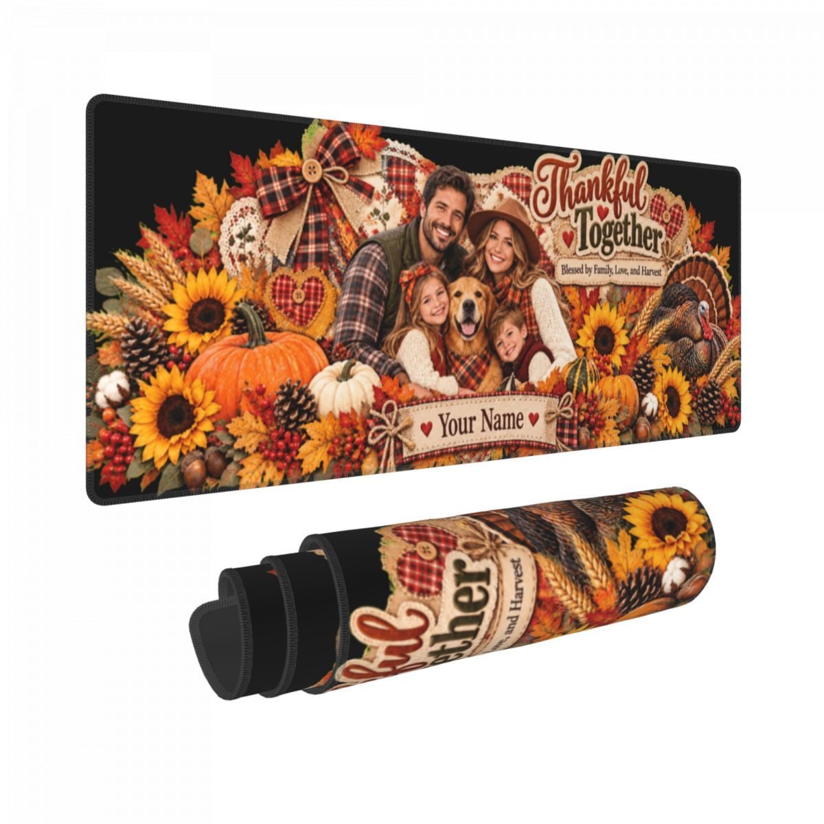 Thanksgiving Family Portrait 14 Schreibtischunterlage 11,8×31,5 in