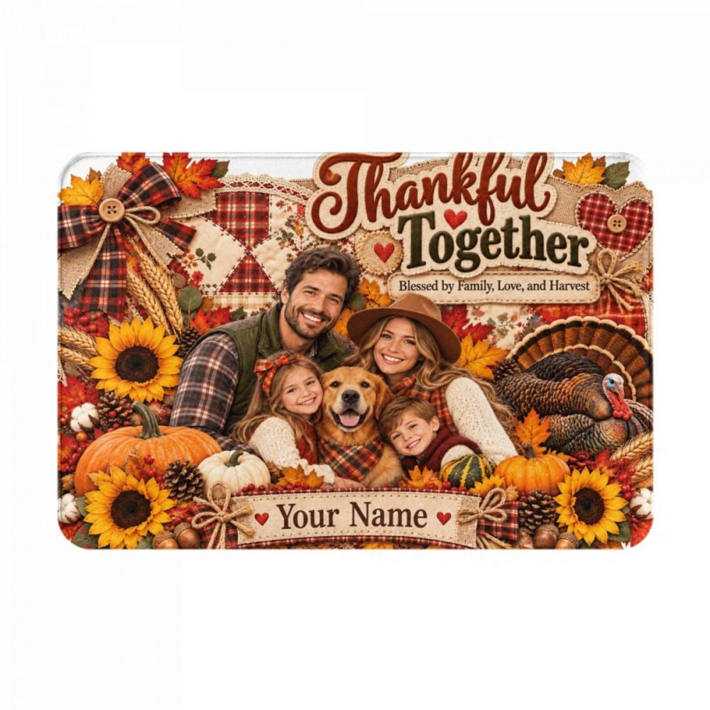 Thanksgiving Family Portrait 14 Doormat 16×24 in