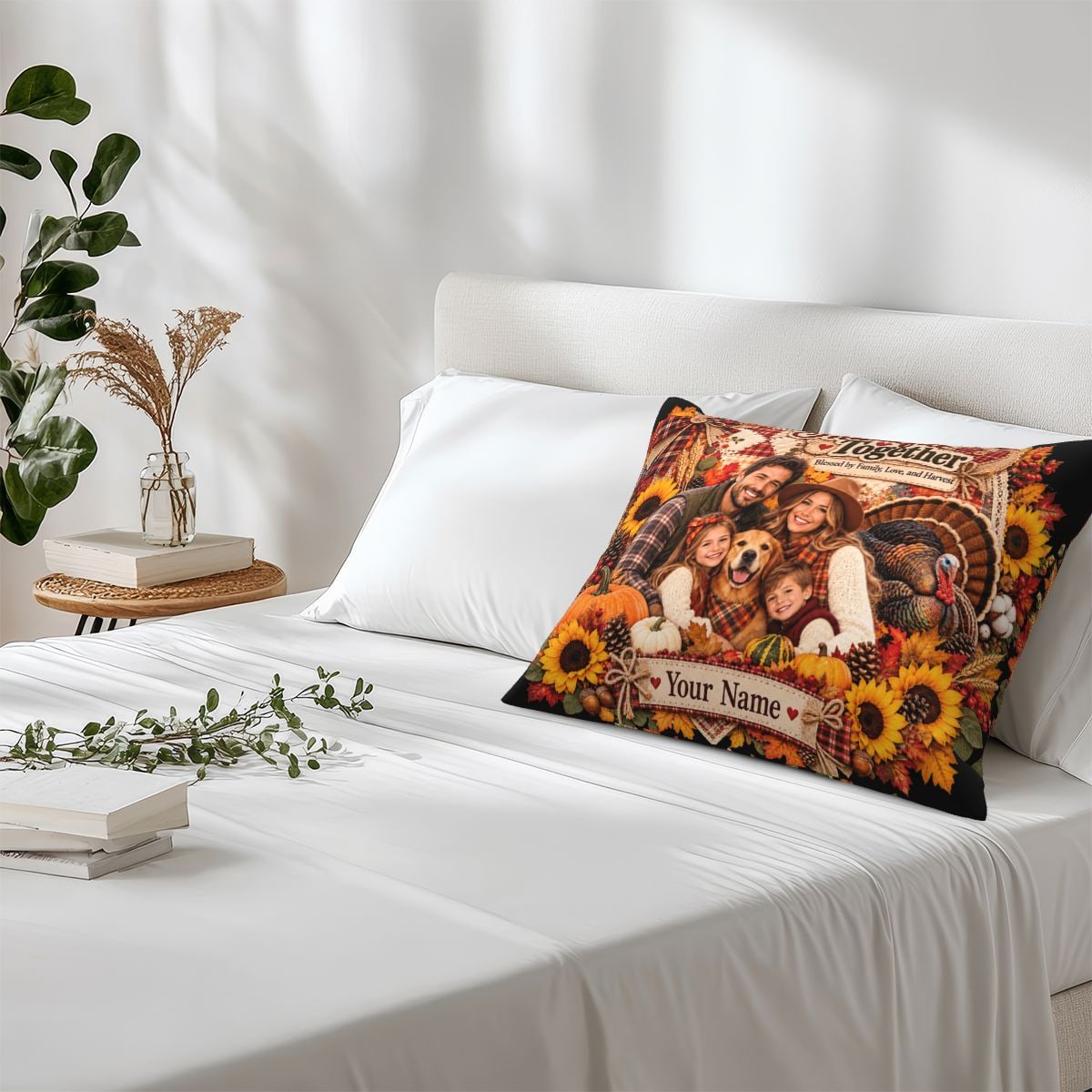 Thanksgiving Family Portrait 14 Fleece Pillow Case