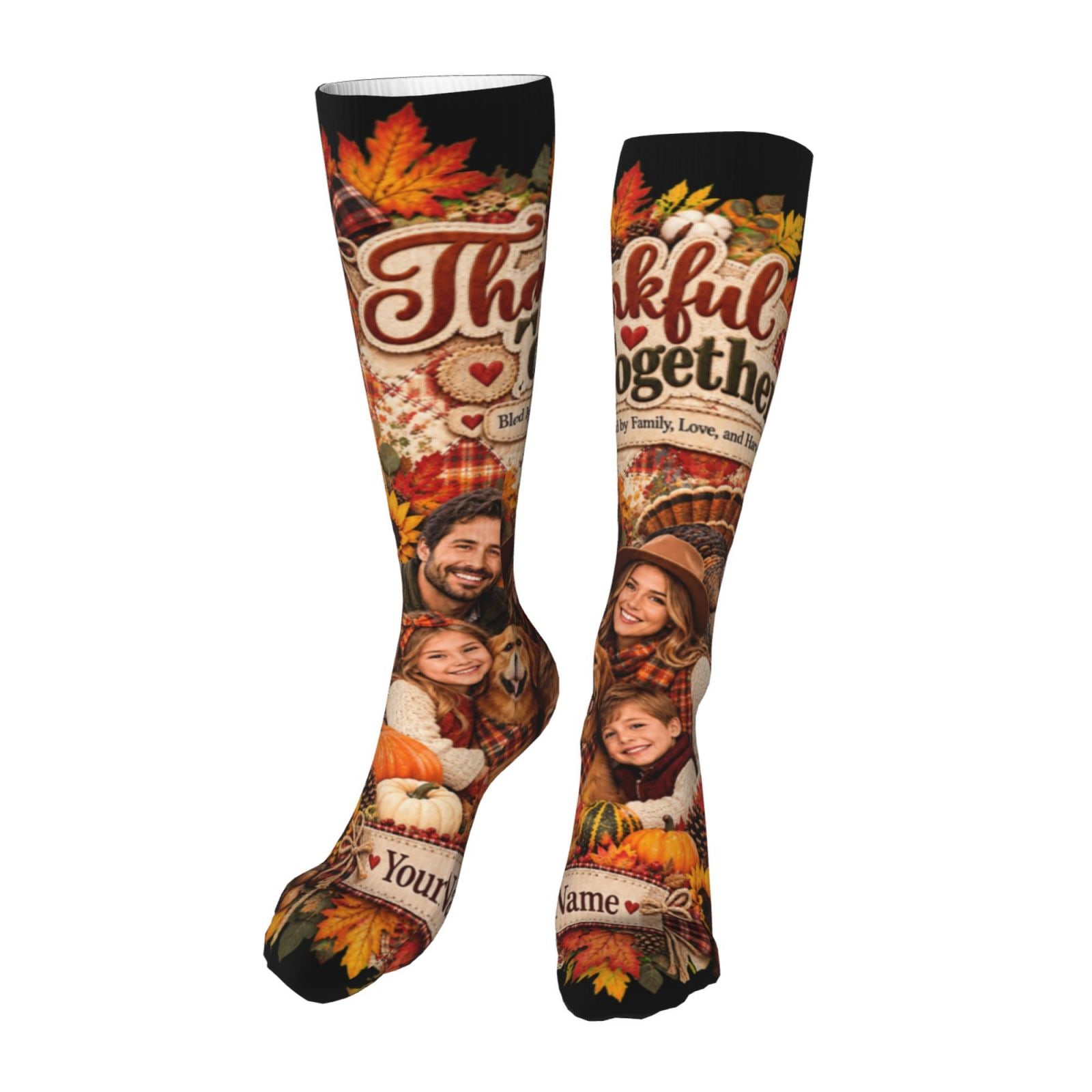 Thanksgiving Family Portrait 14 Chaussettes hautes